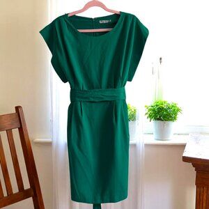 ELIZA J‎ Size 4 Drape Sleeve Women's Dress /Green Pockets Drape Sheath Belted